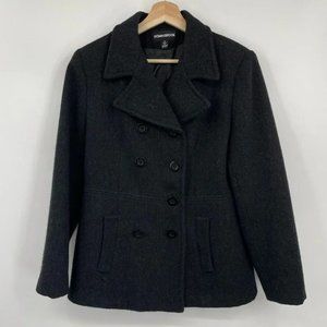 Donny Brook Double Breasted Wool Pea Coat  Charcoal Grey Size 6